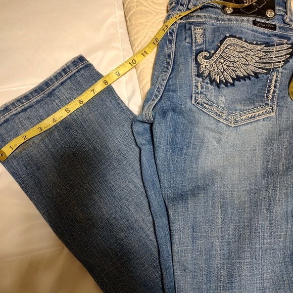Miss Me Embellished Denim Boot Cut  Jeans with Wing Design - Picture 8 of 10